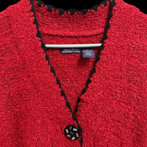 Vintage Wind River Red Long Sleeved One Button Cardigan Sweater ~ Size Medium - Picture 5 of 5